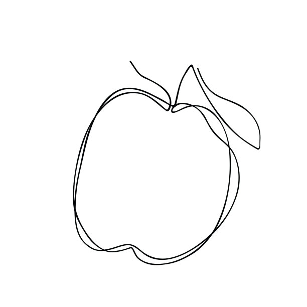 一线李子插图画。线条艺术梅与叶的抽象向量图片下载