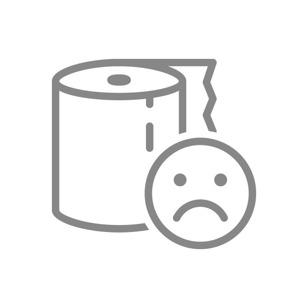 纸巾和悲伤的脸线图标。餐巾纸，产品评价差，纸张质量差的标志图片下载