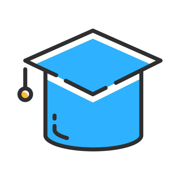 毕业帽线图标。学习符号的颜色。矢量图的概念。图片下载