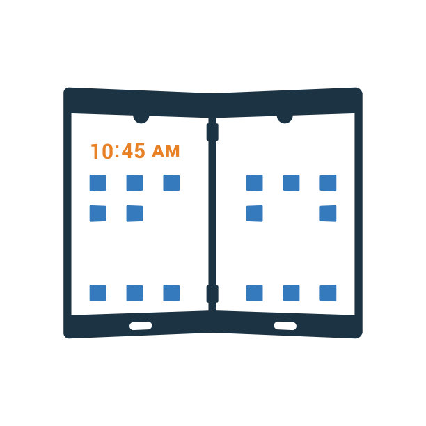 Duo，折叠，智能手机图标。简单的可编辑矢量图形。图片下载