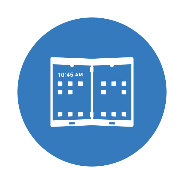 Duo，折叠，智能手机图标。蓝色的设计。图片下载