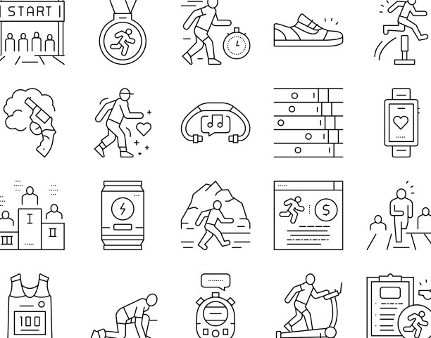 跑步运动收集图标集图片下载