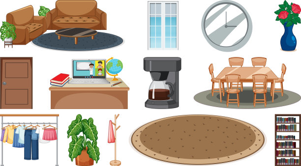 一套室内家具和装饰品图片下载