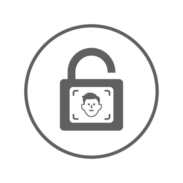 脸部，脸部解锁图标。灰色的矢量图形。图片下载