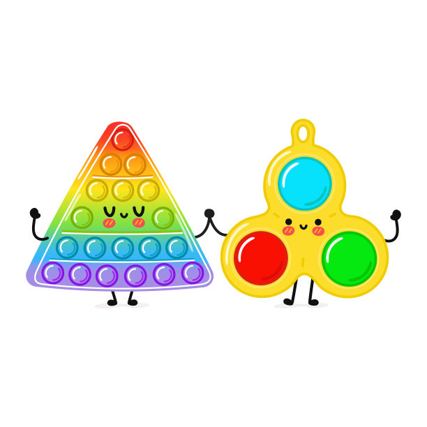 卡片上有搞笑可爱快乐的pop it和简单的酒窝人物。矢量手绘涂鸦风格的卡通人物插图图标设计。可爱的pop it和简单的酒窝吉祥物图片下载