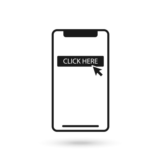 手机平面设计图标与点击这里标志。图片下载
