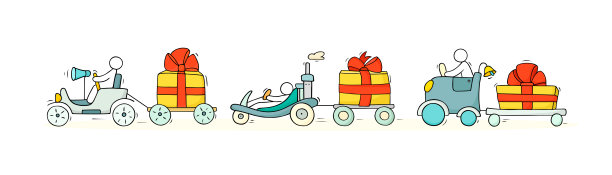 圣诞图标一组工作的小人物图片下载