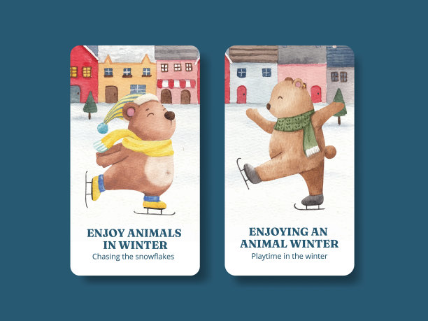 Instagram模板与动物享受冬天图片下载