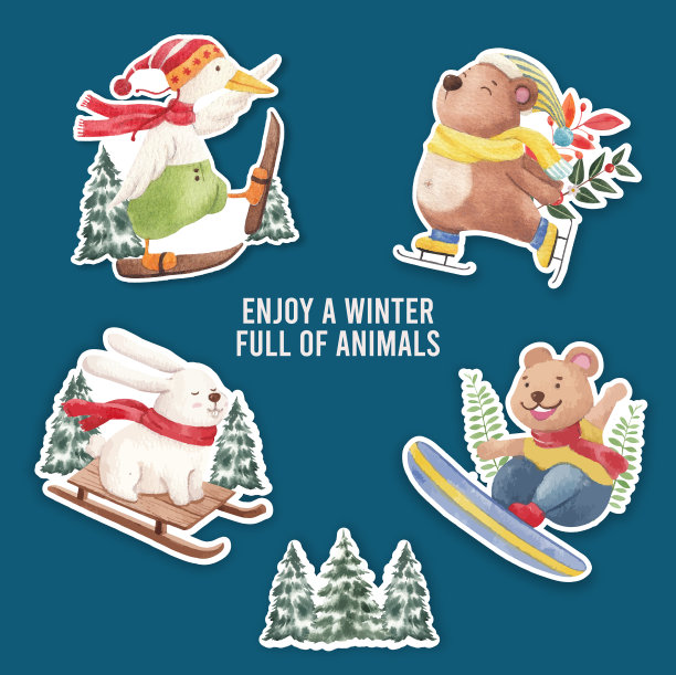 贴着动物享受冬天图片下载