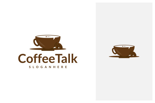 咖啡谈话符号设计矢量。咖啡杯和聊天语音气泡图标图片下载