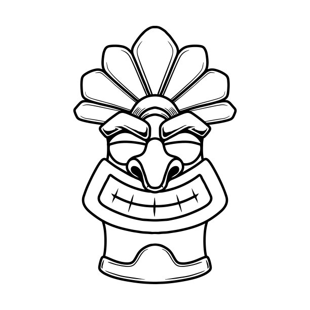 单色风格的提基偶像插图。设计元素为海报，卡片，旗帜，徽章，标志。矢量图图片下载