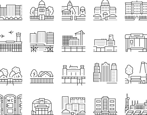 城市建设和景观图标集图片下载