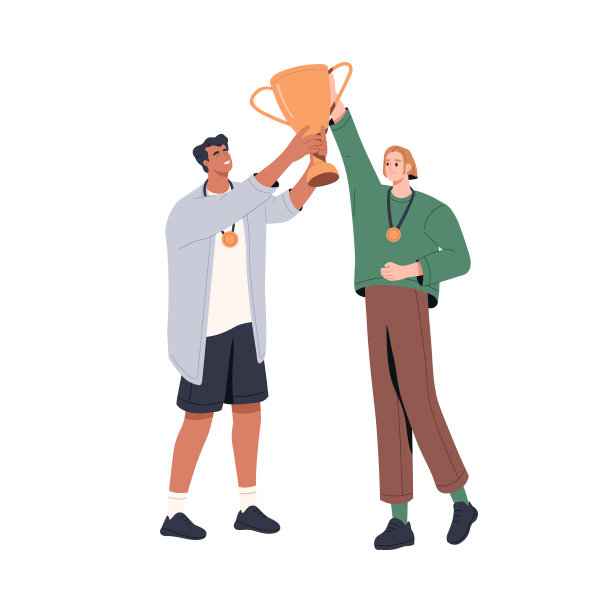 胜利者拿着金杯庆祝胜利图片下载