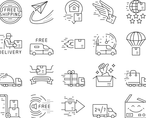 免费航运服务收集图标集图片下载