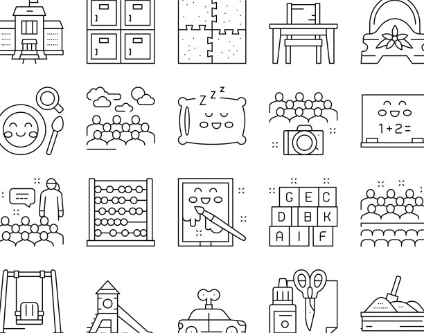 幼儿园活动收集图标集图片下载