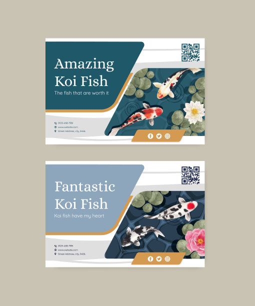 Facebook模板与锦鲤概念水彩图片下载