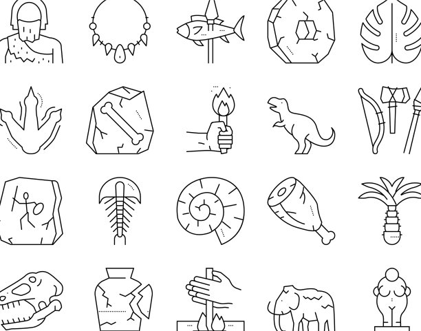史前时期收集图标集图片下载
