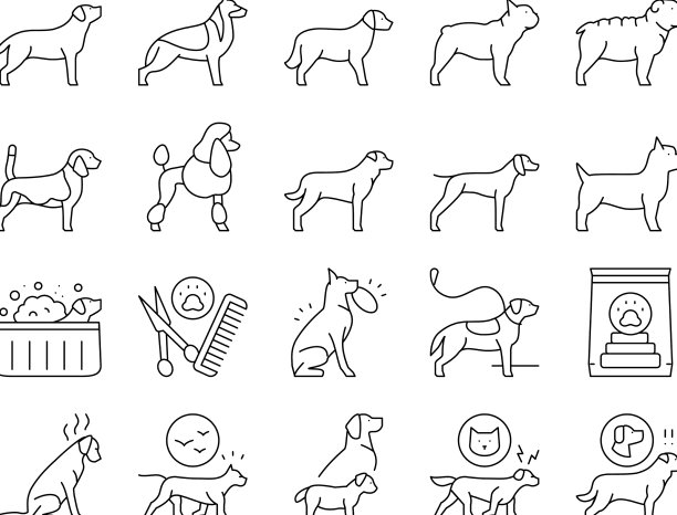 狗家养动物收集图标集图片下载