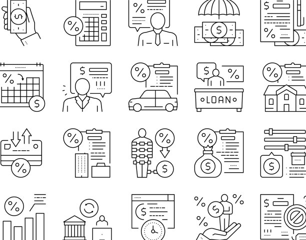 贷款金融信用集合图标设置图片下载