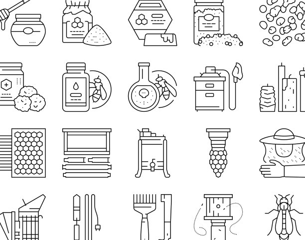 养蜂职业职业图标集图片下载