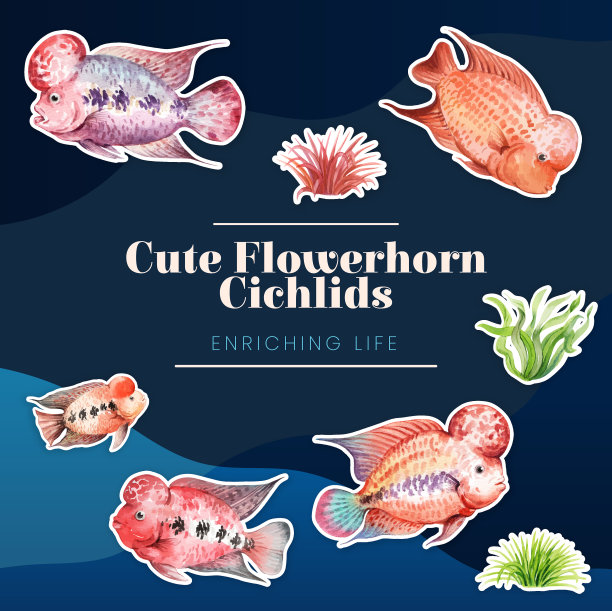 贴纸模板花角慈鲷鱼图片下载