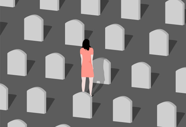 一名年轻女子到墓地探望爱人图片下载