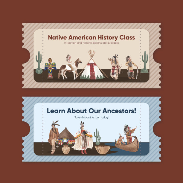 机票模板与印第安人图片下载