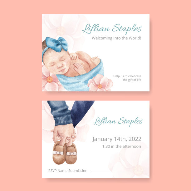 婴儿淋浴卡模板新生儿图片下载