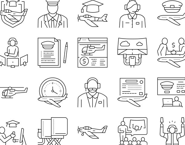 飞行学校教育收集图标设置图片下载