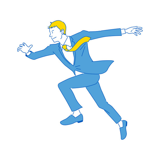 一个商人狂奔的插图(白色背景，矢量，剪切)图片下载