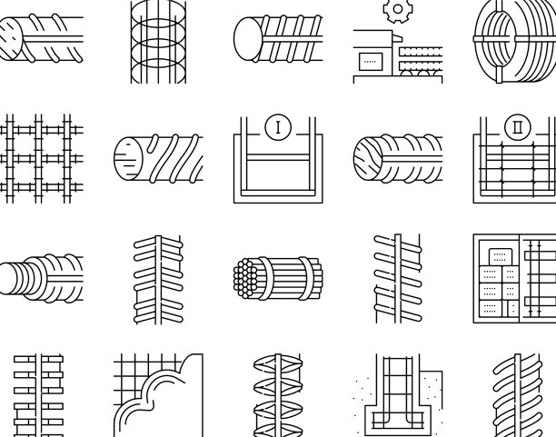 钢筋建筑收集图标集图片下载