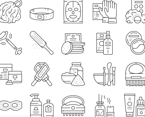 Spa化妆品美妆集图标集图片下载