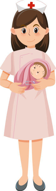 一个抱着新生儿的可爱护士图片下载