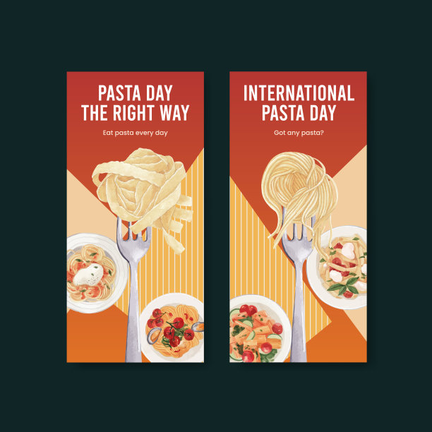 传单模板与意大利面cancep水彩风格图片下载