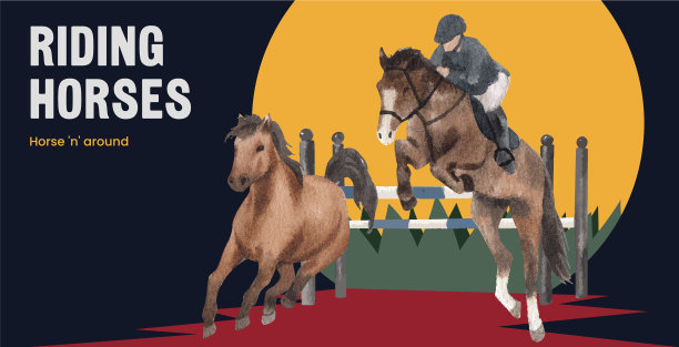 骑马的广告牌模板图片下载