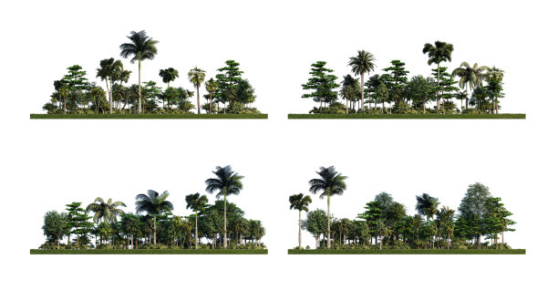 在草地上三维渲染树的3ds渲染图像图片下载