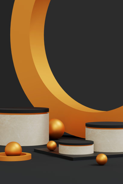 黑色的领奖台在舞台上以黑色和金色的平台最少。展示化妆品和珠宝产品的舞台。舞台黑色基座现代3d工作室黑暗平台图片下载