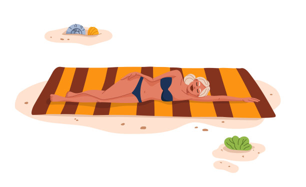 漂亮女人在热带度假海滩晒太阳图片下载