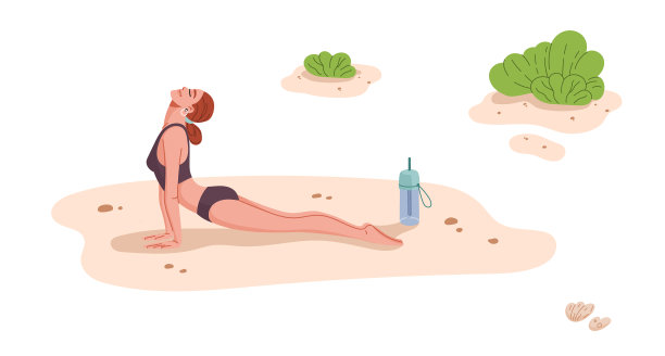 漂亮女人在沙滩上做瑜伽图片下载