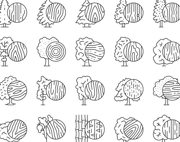 林地自然生长树图标集图片下载
