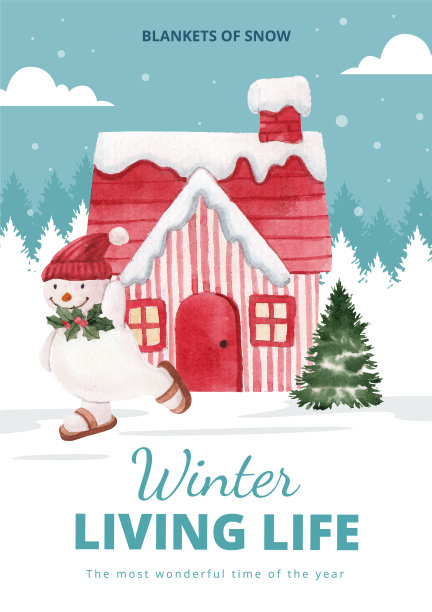 海报模板与冬季生活图片下载