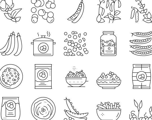 豌豆豆子蔬菜收集图标集图片下载