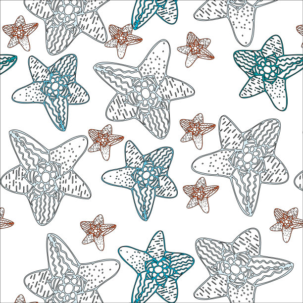 无缝海星图案与装饰图片下载