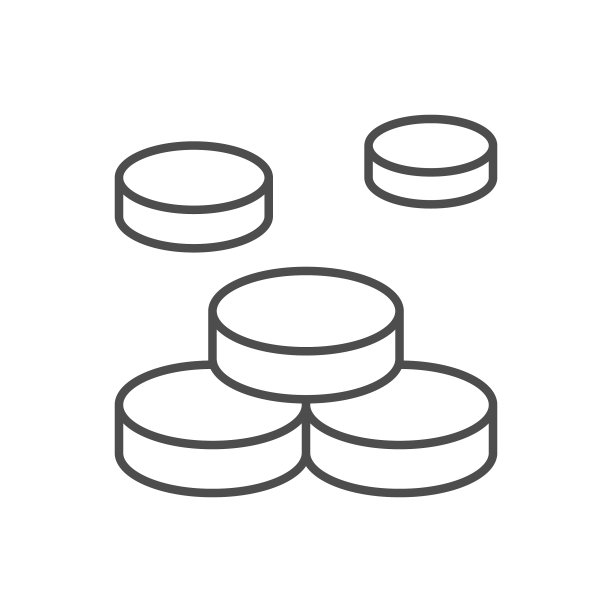 成堆的硬币线性轮廓图标图片下载