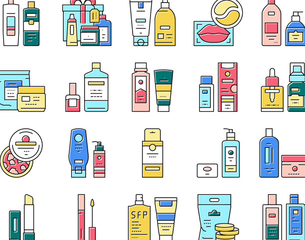 化妆品包装美容产品图标集图片下载