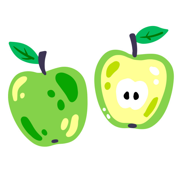 带叶子的青苹果图片下载