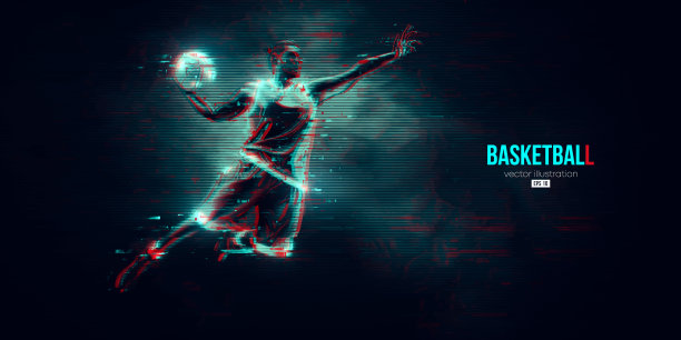 一个篮球运动员的抽象剪影图片下载