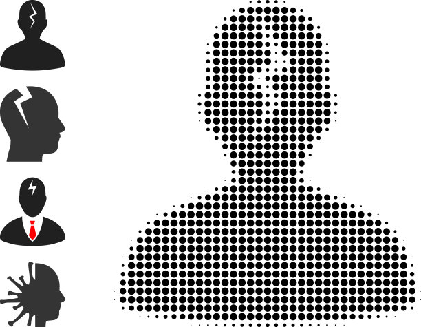 虚线半色调偏头痛图标和源图标图片下载