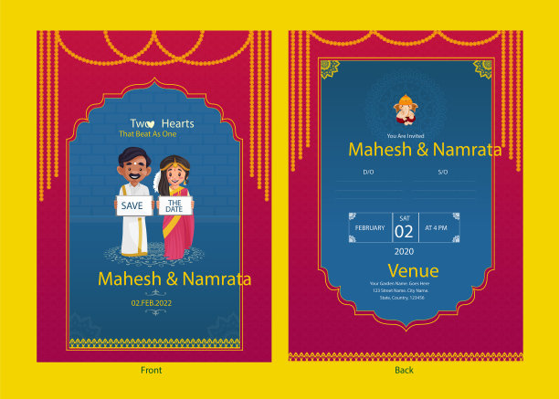 印度婚礼邀请函模板图片下载