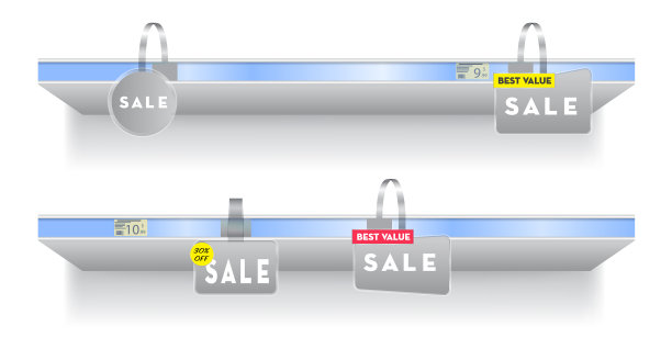 一套现实的摇摆白色销售标签或价格图片下载